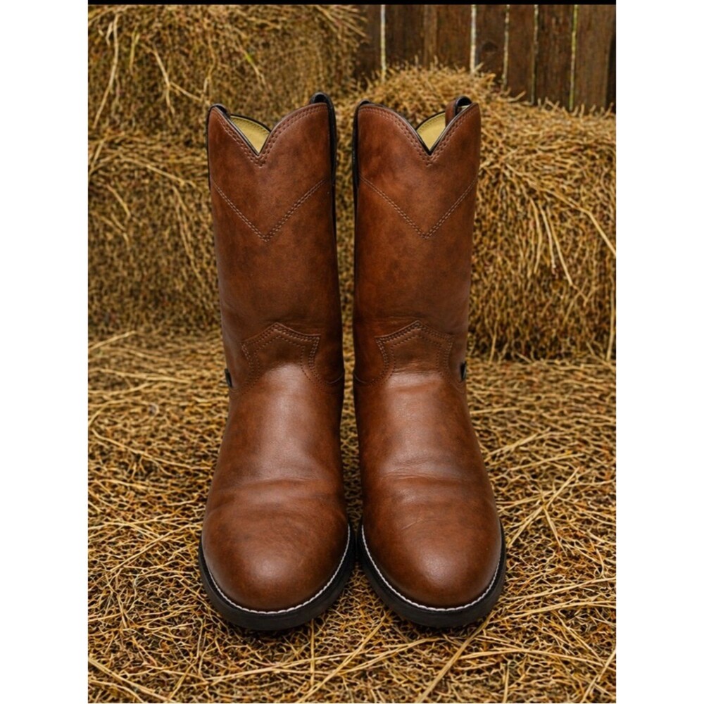 Justin Western Cowboy Boots Brown Leather Men’s 10.5 D Like New